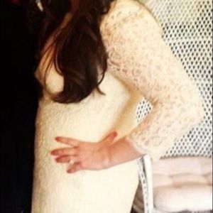 Adriana Papell Ivory 3/4 sleeve dress